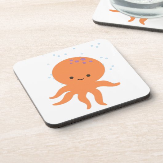 Niedlicher Octopus-Cartoon Getränkeuntersetzer (Linke Seite)