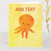Niedlicher Octopus-Cartoon Karte (Gelbe Blume)