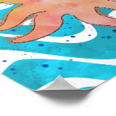 Niedlicher Octopus-Cartoon Poster (Ecke)
