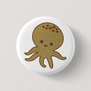 Niedlicher Octopus Cartoon Stickerei drucken Button