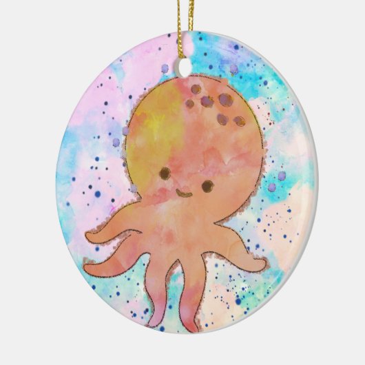 Niedlicher Octopus-Cartoon Wasserfarbe Keramik Ornament (Links)