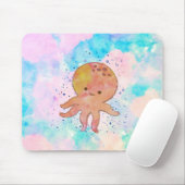 Niedlicher Octopus-Cartoon Wasserfarbe Mousepad (Mit Mouse)