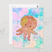 Niedlicher Octopus-Cartoon Wasserfarbe Postkarte (Vorne/Hinten)