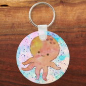 Niedlicher Octopus-Cartoon Wasserfarbe Schlüsselanhänger (Rückseite)
