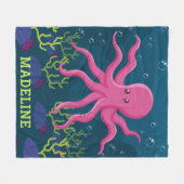 Niedlicher Octopus Meer Personalisierte Kinder Fleecedecke (Vorderseite (Horizontal))