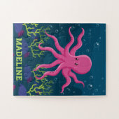 Niedlicher Octopus Meer Personalisierte Kinder Puzzle (Horizontal)