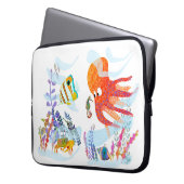Niedlicher Octopus und sein Freund Laptop-Sieb Laptopschutzhülle (Vorderseite Links)