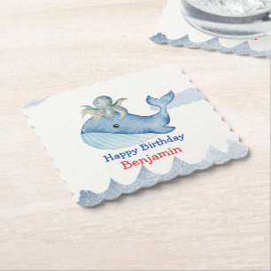 Niedlicher Octopus Whale Fische Geburtstagsparty Untersetzer