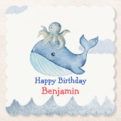 Niedlicher Octopus Whale Fische Geburtstagsparty Untersetzer (Vorderseite)