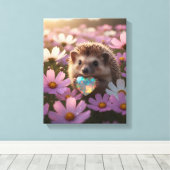 Niedlicher Oktober-Igel mit Opalherz Leinwanddruck (Insitu (Holzboden))