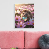 Niedlicher Oktober-Igel mit Opalherz Leinwanddruck (Insitu (Wohnzimmer))