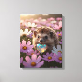 Niedlicher Oktober-Igel mit Opalherz Leinwanddruck (Vorderseite)