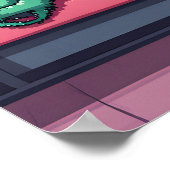 Niedlicher Oktopus auf einer Sunset-U-Bahn-Fahrt Poster (Ecke)