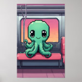 Niedlicher Oktopus auf einer Sunset-U-Bahn-Fahrt Poster (Vorne)