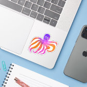 Niedlicher Oktopus Aufkleber (Laptop mit iPhone)