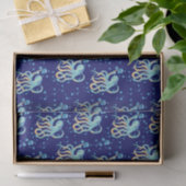 Niedlicher Oktopus Blaue Blase Navy Seidenpapier (Geschenk)