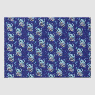 Niedlicher Oktopus Blaue Blase Navy Seidenpapier