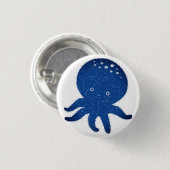 Niedlicher Oktopus Cartoon Alte Papierdrucke Button (Vorne & Hinten)