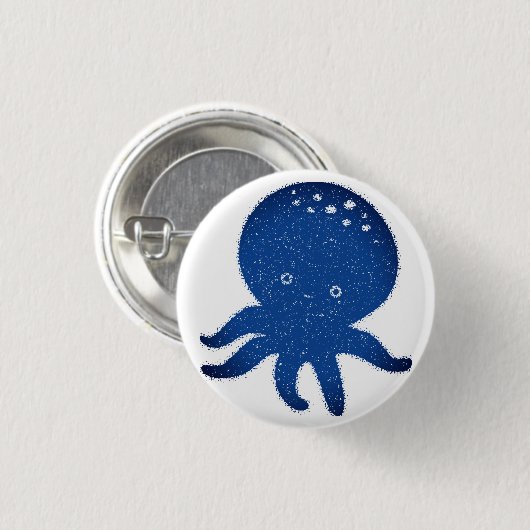 Niedlicher Oktopus Cartoon Alte Papierdrucke Button (Vorne & Hinten)