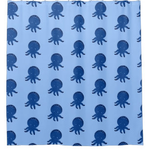 Niedlicher Oktopus Cartoon Alte Papierdrucke Duschvorhang