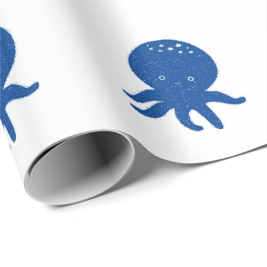 Niedlicher Oktopus Cartoon Alte Papierdrucke Geschenkpapier (Rolleneckpunkt)