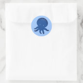 Niedlicher Oktopus Cartoon Alte Papierdrucke Runder Aufkleber (Tasche)