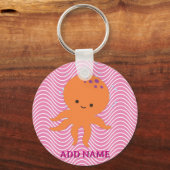 Niedlicher Oktopus Cartoon Niedlich rosa Schlüsselanhänger (Rückseite)