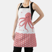 Niedlicher Oktopus Herz Rosa Weißer Name Tier Schürze (InSitu)