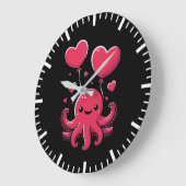 Niedlicher Oktopus mit Herzblasen, Valentinstag Große Wanduhr (Winkel)