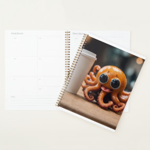 Niedlicher Oktopus mit Kaffeepulver Planer