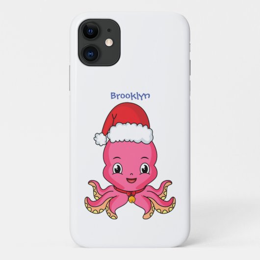 Niedlicher Oktopus mit Weihnachtshut Cartoon Case-Mate iPhone Hülle (Rückseite)