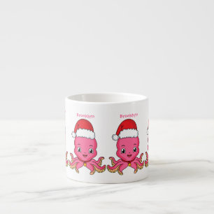 Niedlicher Oktopus mit Weihnachtshut Cartoon Espressotasse