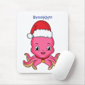 Niedlicher Oktopus mit Weihnachtshut Cartoon Mousepad (Mit Mouse)