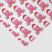 Niedlicher Oktopus mit Weihnachtshut Cartoon Seidenpapier (Ausschnitt)