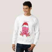 Niedlicher Oktopus mit Weihnachtshut Cartoon Sweatshirt (Vorne ganz)