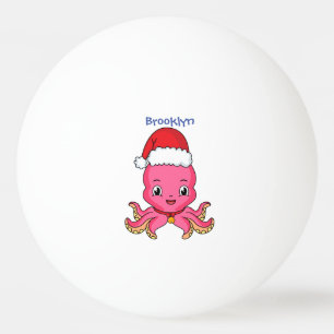 Niedlicher Oktopus mit Weihnachtshut Cartoon Tischtennisball