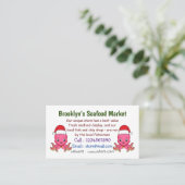 Niedlicher Oktopus mit Weihnachtshut Cartoon Visitenkarte (Stehend Vorderseite)