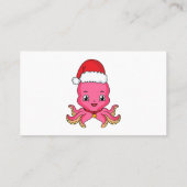 Niedlicher Oktopus mit Weihnachtshut Cartoon Visitenkarte (Rückseite)