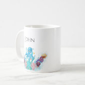 Niedlicher Oktopus und farbenfrohe Muscheln Name Kaffeetasse (Vorderseite Links)