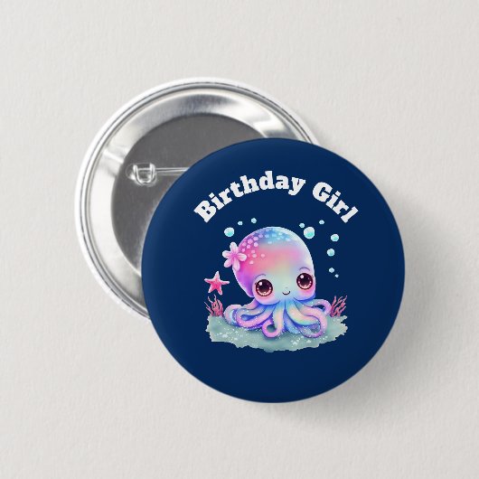 Niedlicher Oktopus unter dem Meeresthema Button (Vorne & Hinten)