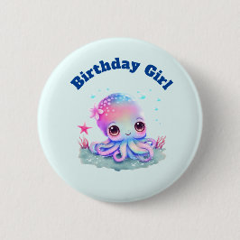 Niedlicher Oktopus unter dem Meeresthema Button