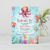 Niedlicher Oktopus unter der Babydusche der Meeres Einladung (Stehend Vorderseite)