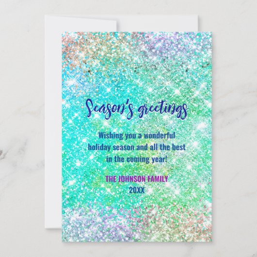 Niedlicher ombre grün Glitzer Weihnachten neues Ja (Vorderseite)