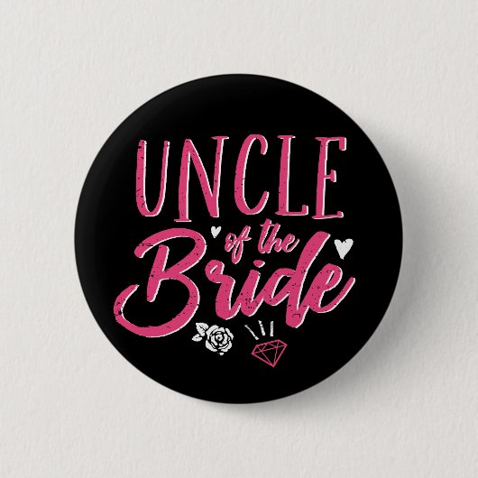 Niedlicher Onkel der Bride Pink-Kalligraphie-Schri Button (Vorderseite)