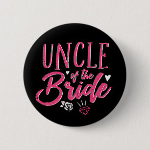 Niedlicher Onkel der Bride Pink-Kalligraphie-Schri Button