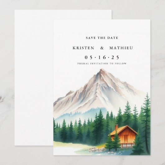 Niedlicher Online-Berg Save The Date (Vorne/Hinten)