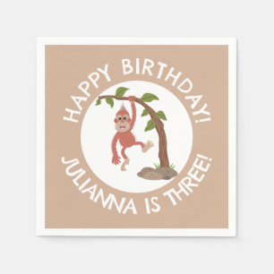 Niedlicher Orang-Utan-Cartoon Geburtstag personali Serviette