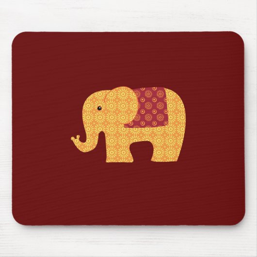 Niedlicher orange Blumen-Elefant auf Rot Mousepad (Vorne)