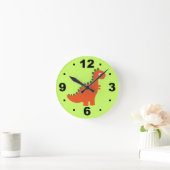 Niedlicher orange Dinosaurier scherzt Wand-Uhr Runde Wanduhr (Zuhause)