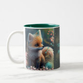 Niedlicher Orange Fox Bleibe Clever & Sip auf Pers Zweifarbige Tasse (Links)
